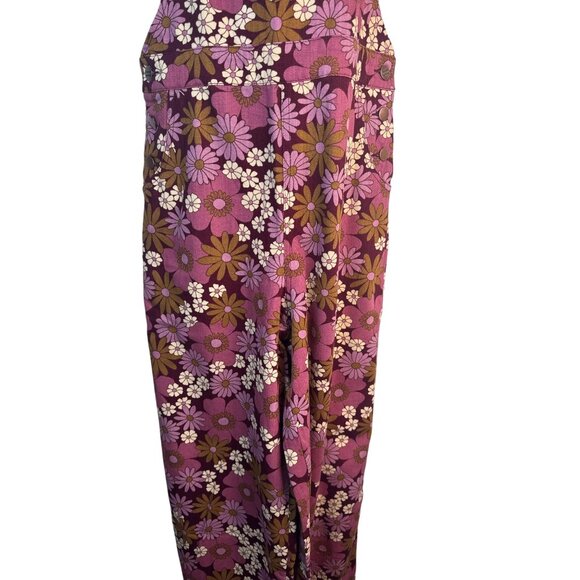 Princess Highway Size 6 Floral Pink & Brown High Waisted Overalls Cotton NWT - Picture 14 of 16